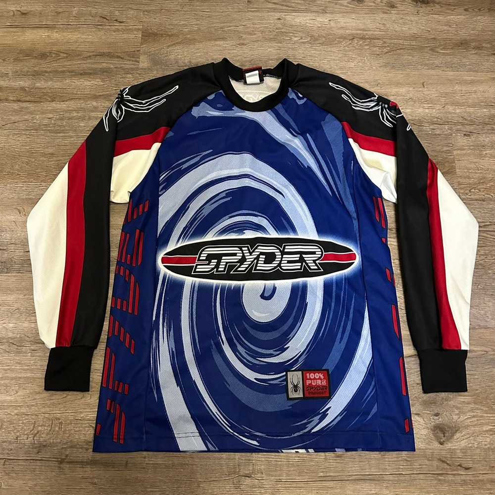 Spyder Active Sports Mens Blue Black Widow Spider Graphic Motocross Jersey S